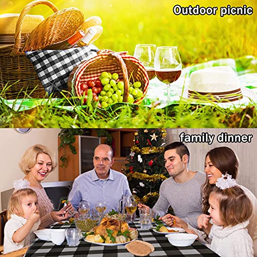 Wagude Rectangle Vinyl Camping Picnic Table Cover + Benches 3-Pc Set,30X72'' (6-Ft) Flannel Backing Elastic Waterproof Wipeable Black/White Checkered Plastic Tablecloth For Indoor Outdoor Patio Park #TOP6