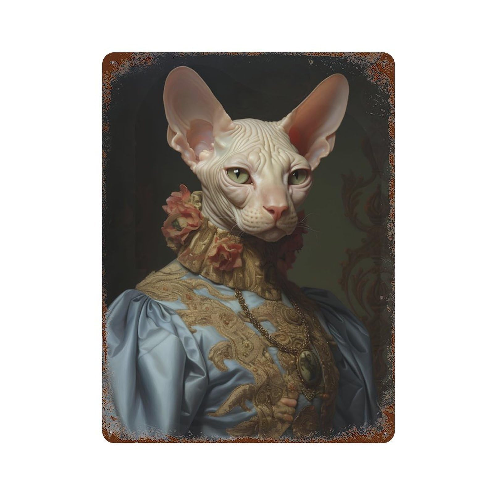 Sphynx Cat Queen Rustic Tin Plaque 15.7"x11.8", Novelty Wall Decor for Garage, Pub Or Kitchen