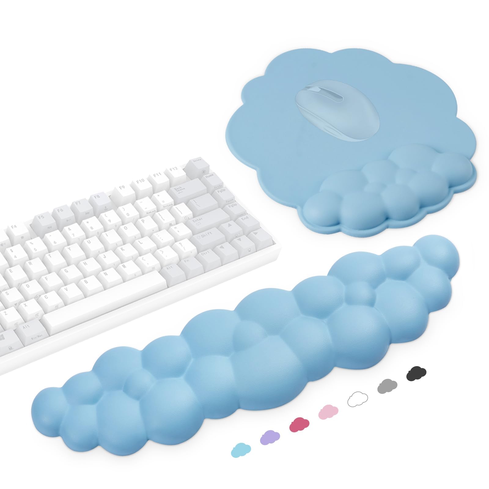 FDTY Cloud Wrist Rest Gaming Keyboard and Mouse Pad Comfort for Your Wrists and Hands, for Home Office, Gaming, Laptop, Keyboard, Mac with Comfortable Wrist Support Memory Foam Mouse Pad (blue)