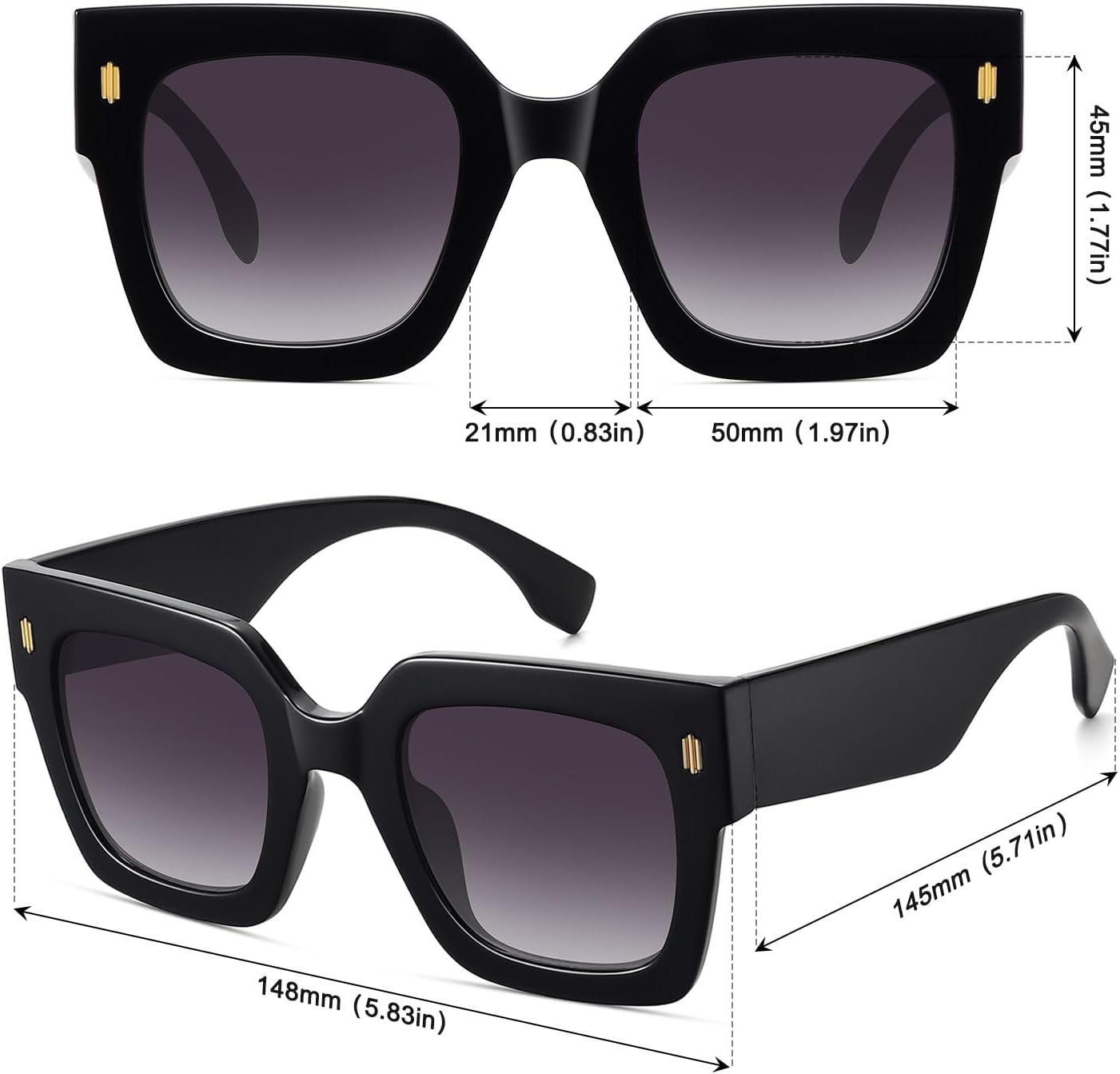 STORYCOAST Retro Square Sunglasses for Women Men Trendy Oversized Sunnies Big Shades - Image 4