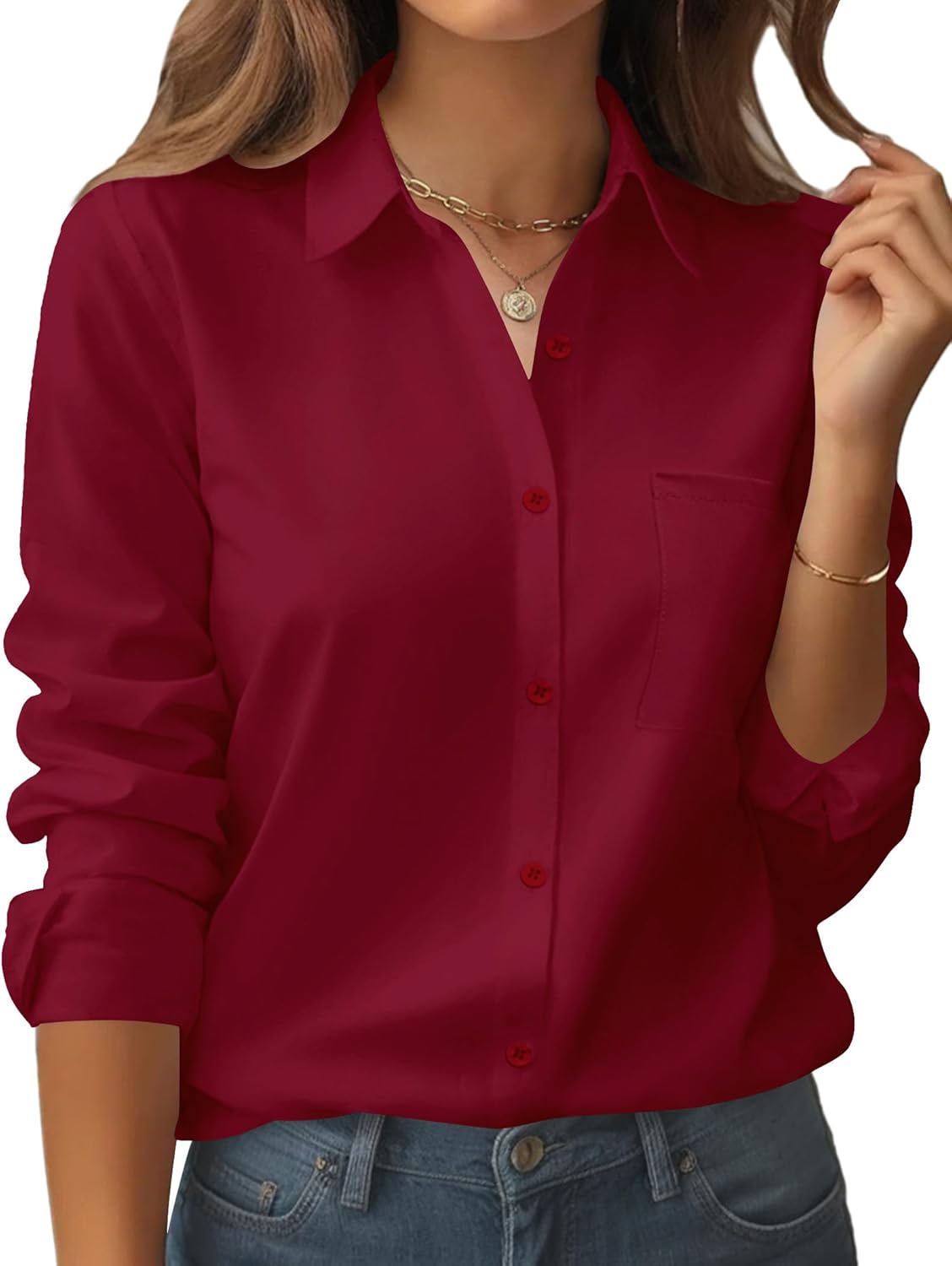 Zeagoo Womens Button Down Shirt Long Sleeve Blouse Business Work Tops Dressy Casual Floral Printed Outfits with Pocket