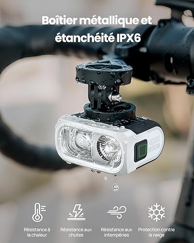 Miniatura 7 de Magicshine HORI1300S - Faro delantero para bicicleta, compatible con GarminWahoo, 1300 lúmenes, luz delantera de haz alto y bajo, USB-C recargable,