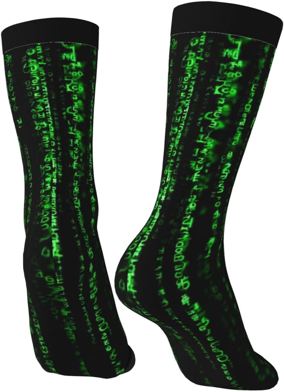 Crew Socks Breathable Cozy Boot Sock Green Matrix Calf Socks Soft Athletic Sock for Hiking Sports