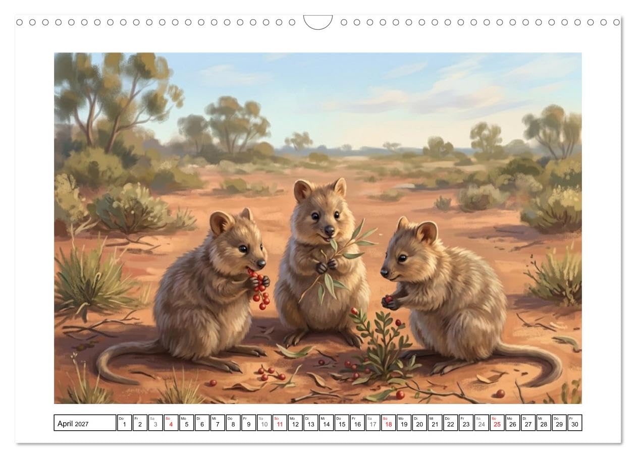 Quokkas - Glückliche Momente im australischen Busch (Wandkalender 2027 DIN A3 quer), CALVENDO Monatskalender: Momente mit den lächelnden Wundern Australiens (CALVENDO Tiere)