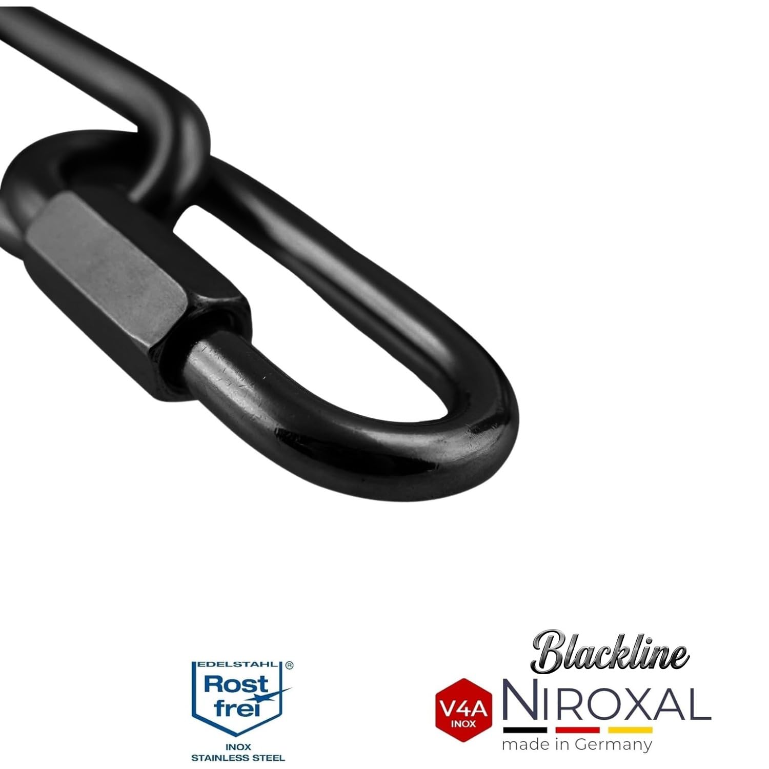 Łącznik śrubowy czarny V4A A4 Ø 10 mm – 10 sztuk – 3750 kg obciążenia na zerwanie – do dużych obciążeń – Blackline czarny, trwale zaczerniony – łącznik łańcucha, szekla, alternatywa