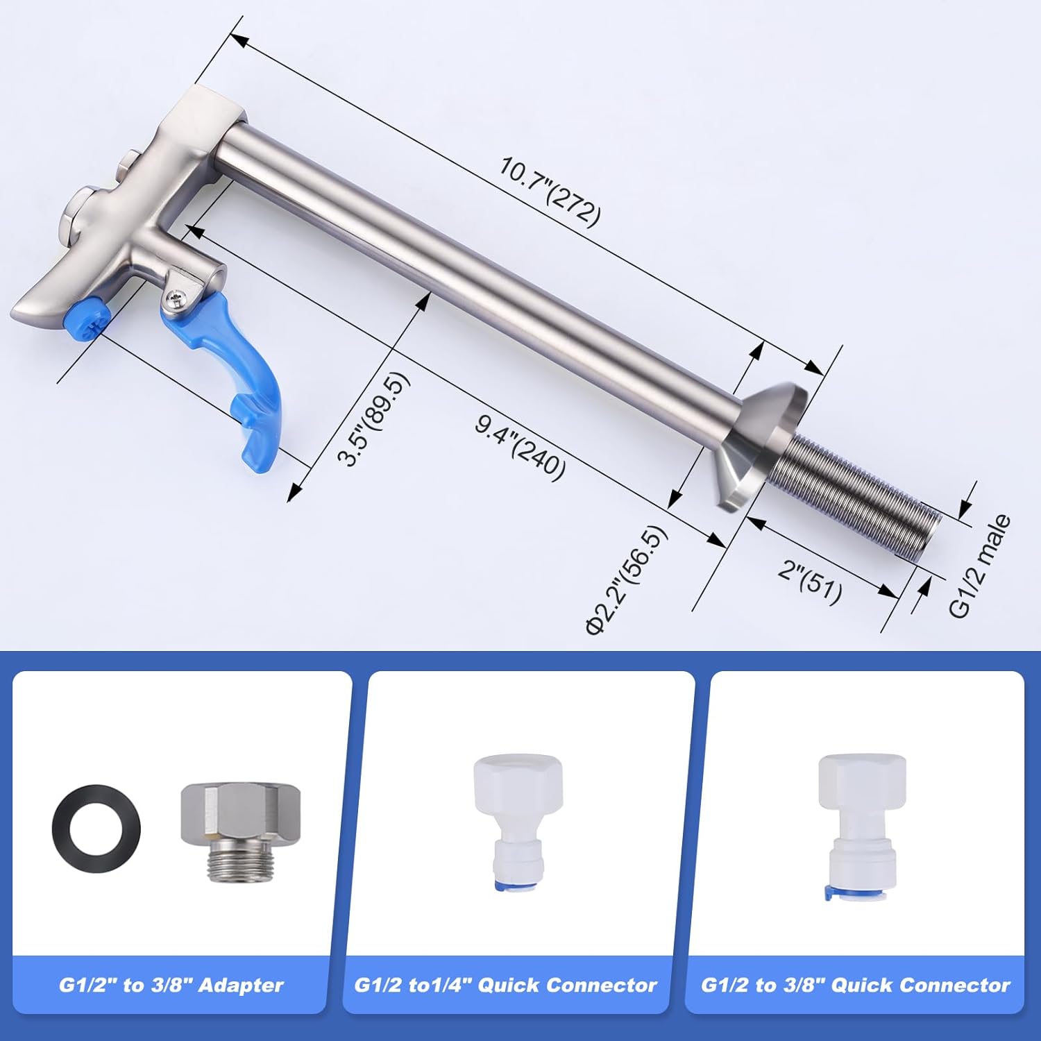 WOWOW Glass Filler Faucet 9 Inches, Deck Mount Pedestal Glass Filling Water Station Brushed Nickel, G1/2" Male Filling Station for Bar Hotel Restaurant and Dining Hall