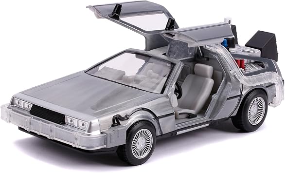 Jada, 253255021, Geleceğe Dönüş Zaman Makinesi, Die-cast( Metal ), Işıklı, 1:24 ölçek, Time Machine Back to the Future 2 Series