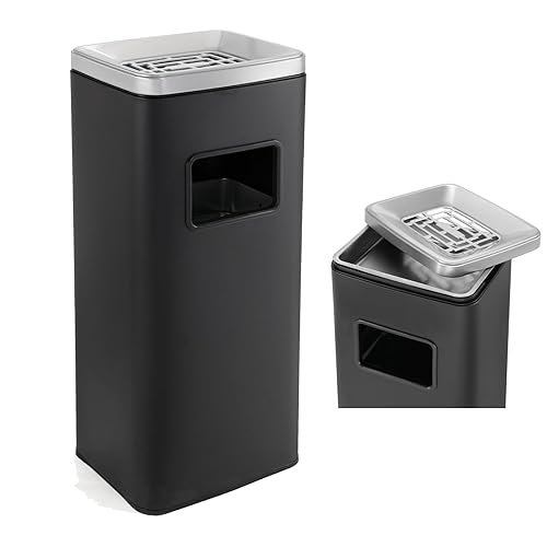 WICHEMI Cubo de basura comercial para exteriores, cubo interior extraíble de 4 galones con tapa, cubo de basura de acero inoxidable para oficina,