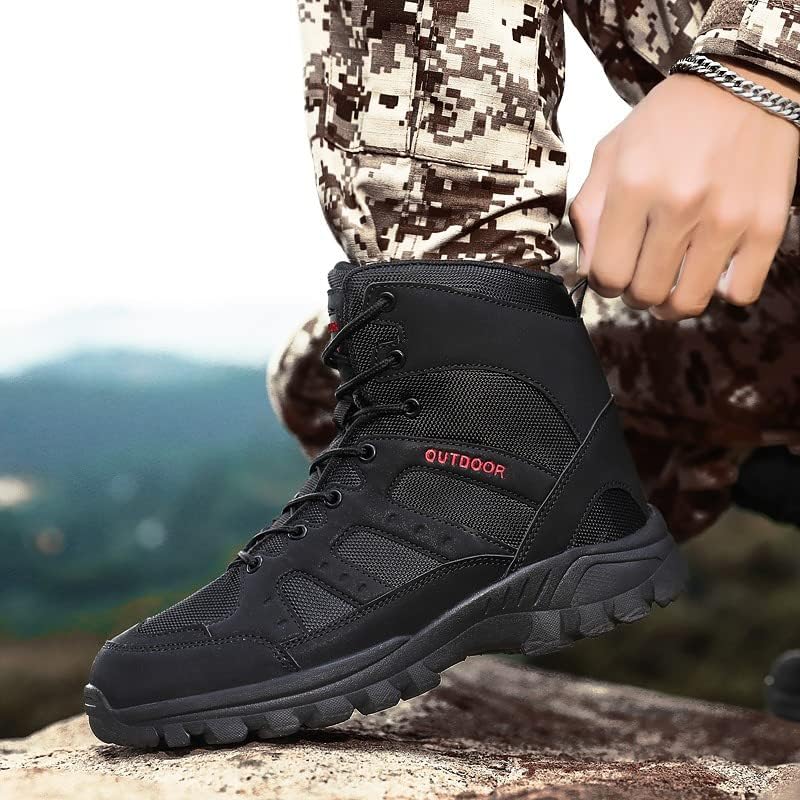 High Top Men Hiking Boots Breathable Outdoor Mountaineering Climbing Shoes Anti-slip Casual Trekking Hunting Sneakers for Men
