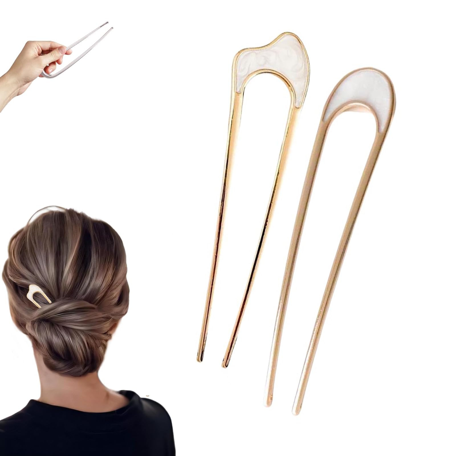 French Hair Pin, U-shaped Hair Pins for French Twist Hair, Hair Pins for Women, Vintage French Hair Sticks Fork for Thick Thin Hairs Buns Chignons,