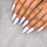 Morily 24pcs Fake Nails Matte Pure Color Medium Long Stiletto Almond Press on Nails False Tips Artificial Finger Manicure for Women (White)