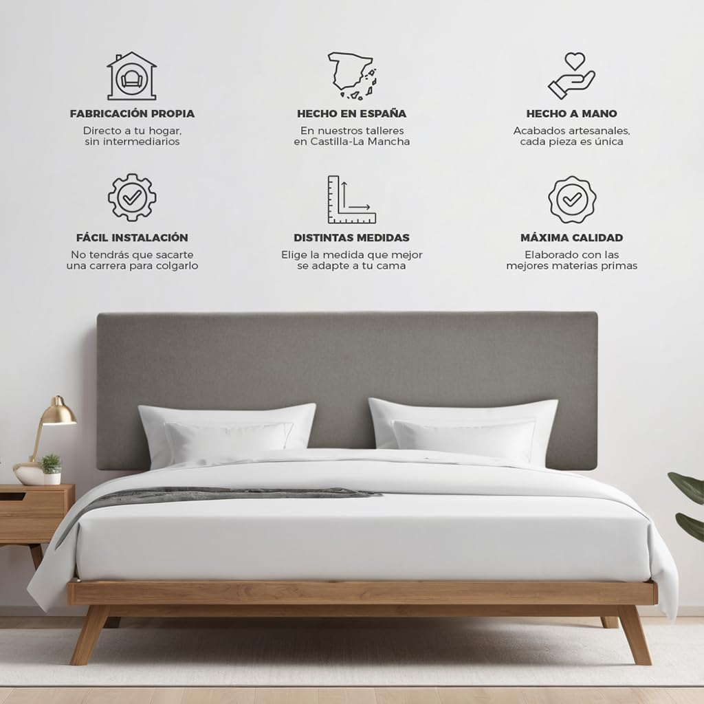 SUENOSZZZ-ESPECIALISTAS DEL DESCANSO Cabecero de Cama Liso tapizado en Tela para Camas de 90 y 105 (115 x 120 cm) Tela Verde Agua