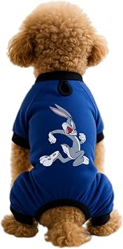 Kedi ve K pek K yafeti & Elbisesi Saks Mavi 4 Bacak Tulum Bugs Bunny S