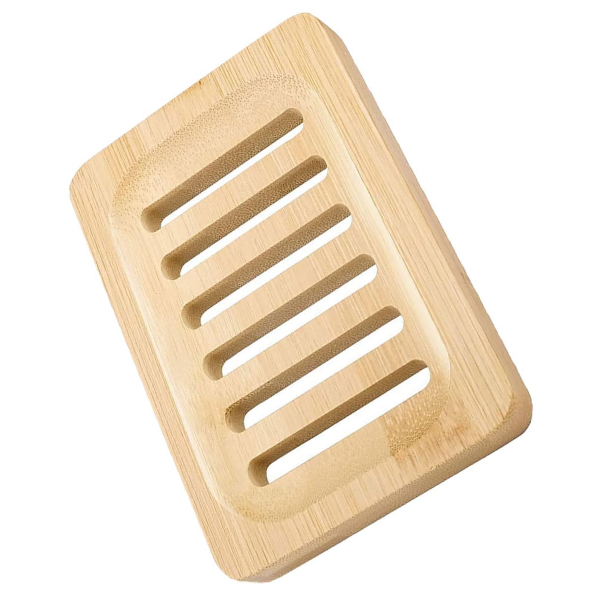ABOOFAN 5 Piezas Jabonera de Bambú Natural para Drenaje de Jabón y Esponjas Organizador para Baño y Cocina Resistente y Duradero para Mantener Jabones Secos y Evitar la Ablandamiento