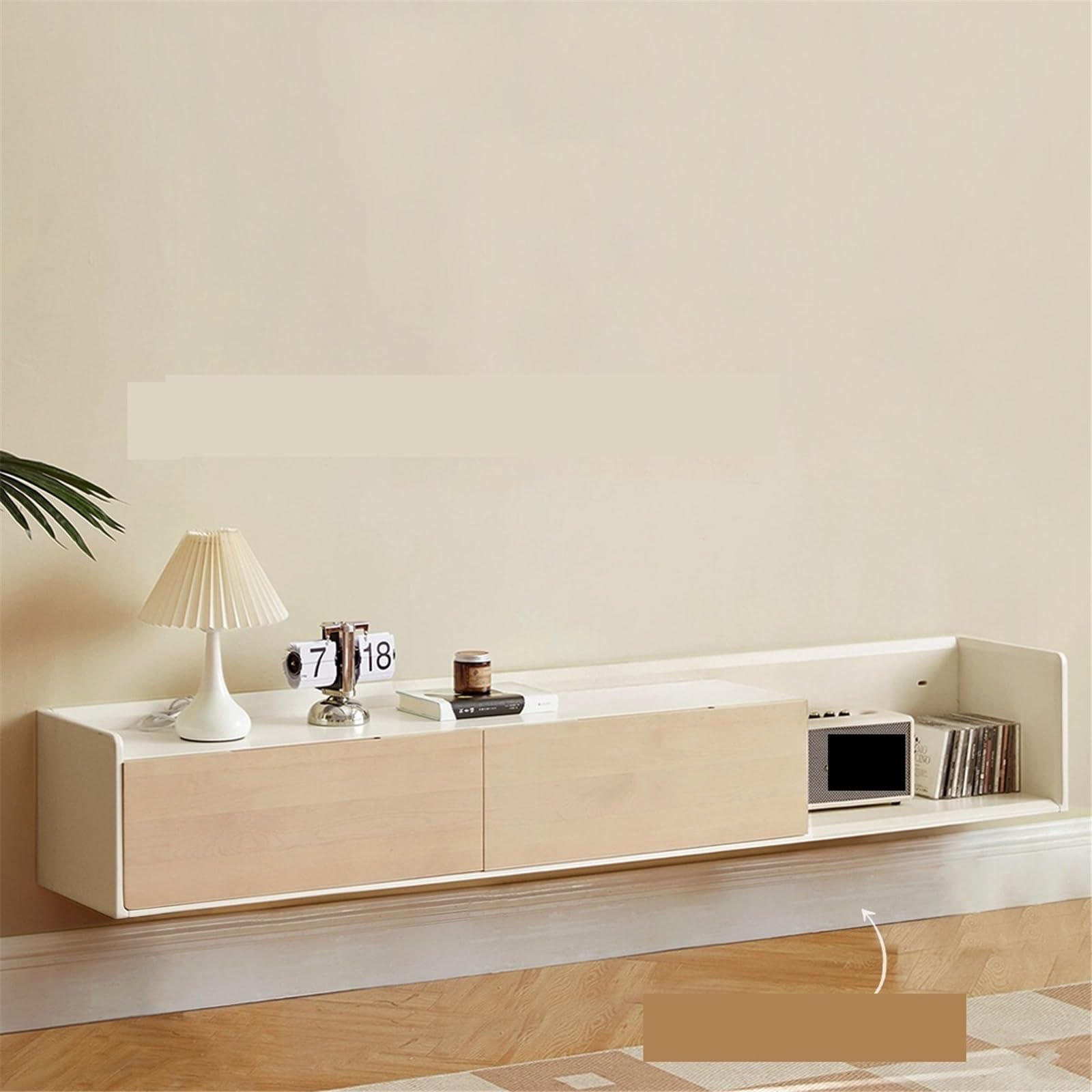 Soporte para TV Mueble de TV Madera montado en la Pared Blanco, Mueble Decorativo y Almacenamiento Flotante for el hogar, Sala Estar Consola de televisión