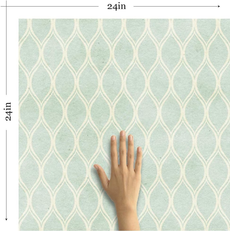 Walls By Me Peel and Stick Green Geometric Basic Removable Wallpaper 92 l - 2ft x 4ft (61x122cm)