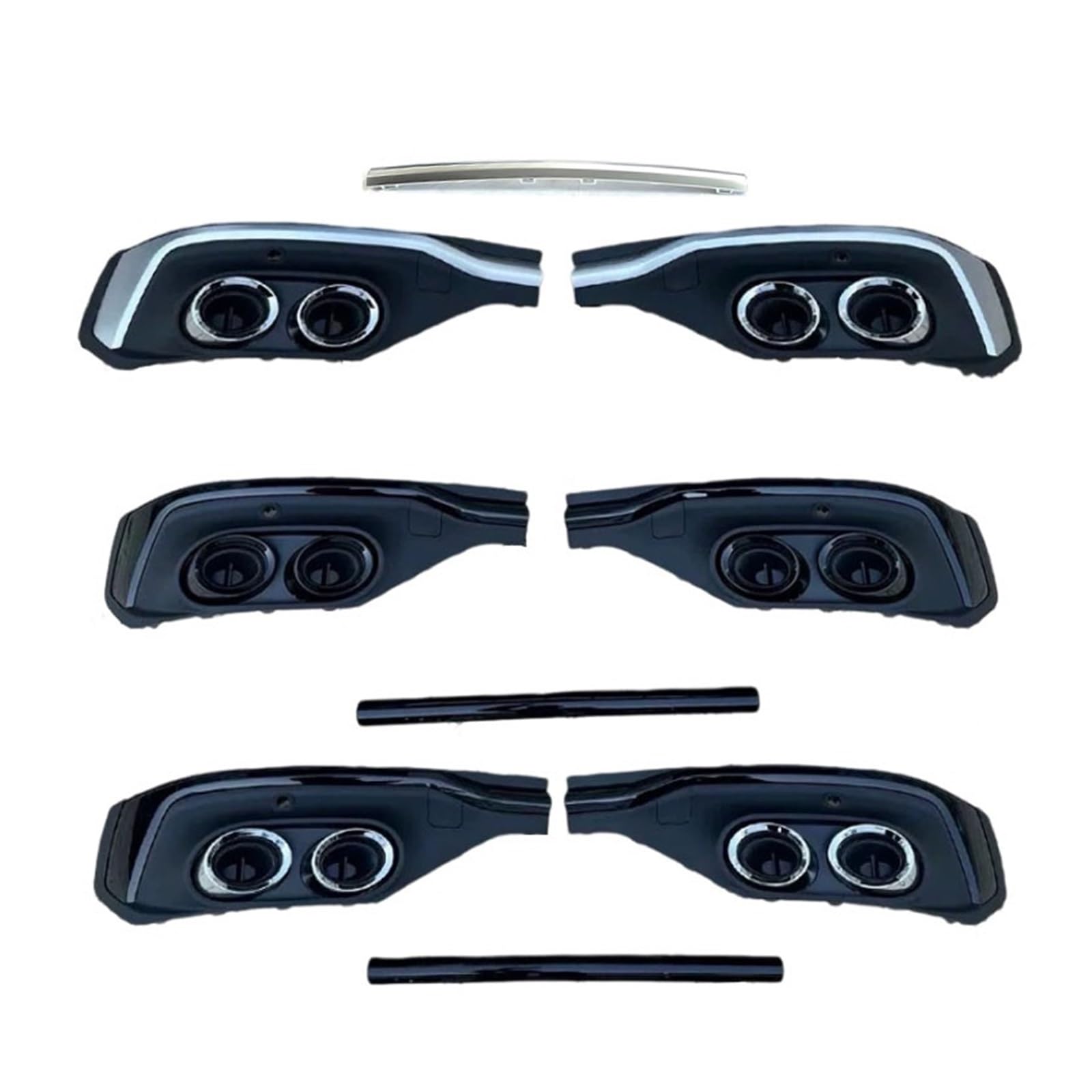 Compatibile for Audi Q5 Sportback 2020-2023 Auto Paraurti posteriore Lip Splitter Diffusore Copertura con punte di scarico Paraurti posteriore Porta di scarico(Black)