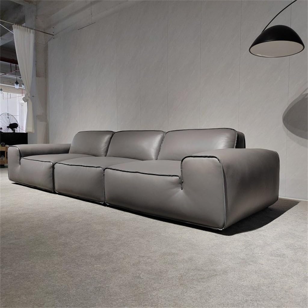 Wood Skeleton Straight Bar Sofa Full Grain Italian Down Living Room(320 * 118 * 80CM)