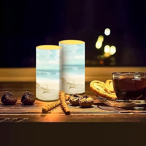 Miniatura 7 de Velas eléctricas sin llama de playa con temporizador remoto de mecha 3D de movimiento automático, multicolor, de larga duración, velas LED