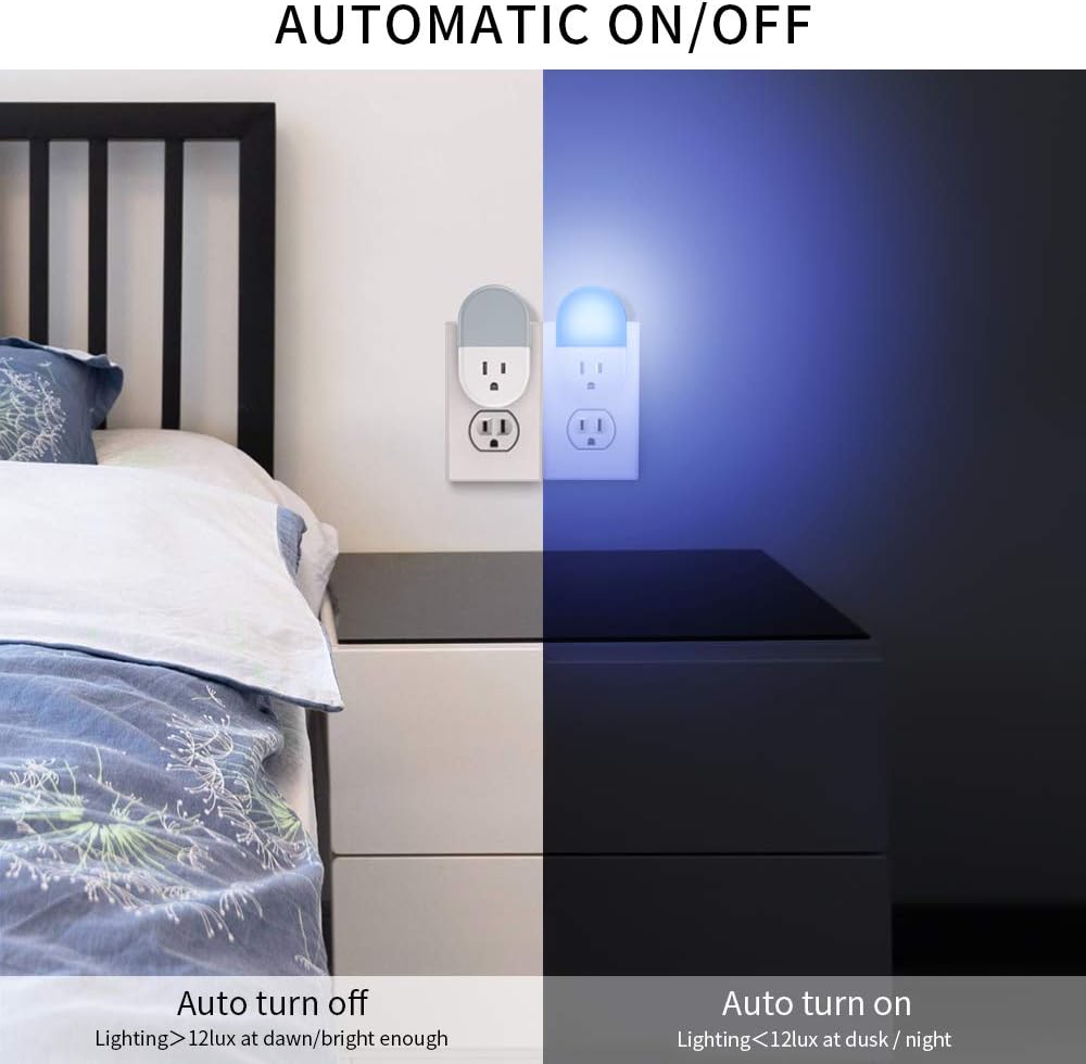HEPAZ Led Night Light for Kids,2 Pack RGB Plug-in Night Light,Dusk-to-Dawn Sensor, Auto/On/Off Switch, Home Décor (2 Pack)