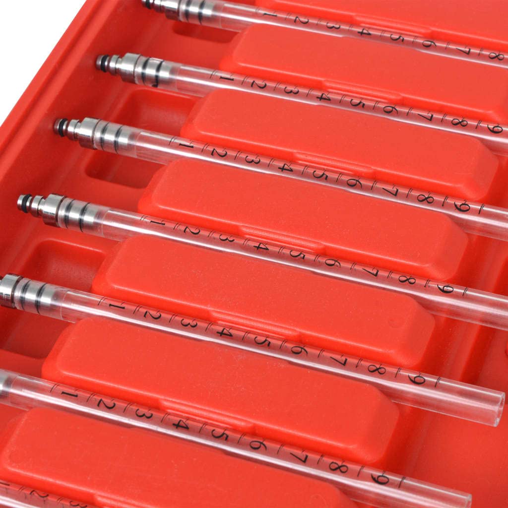 Kit de débitmètre Diesel avec adaptateurs pour injecteurs Bosch Delphi Denso Siemens 8 cylindres, Mallette Plastique Acier 46x36,5x10 cm, Outil Garage mécanique Entretien réparation véhicule