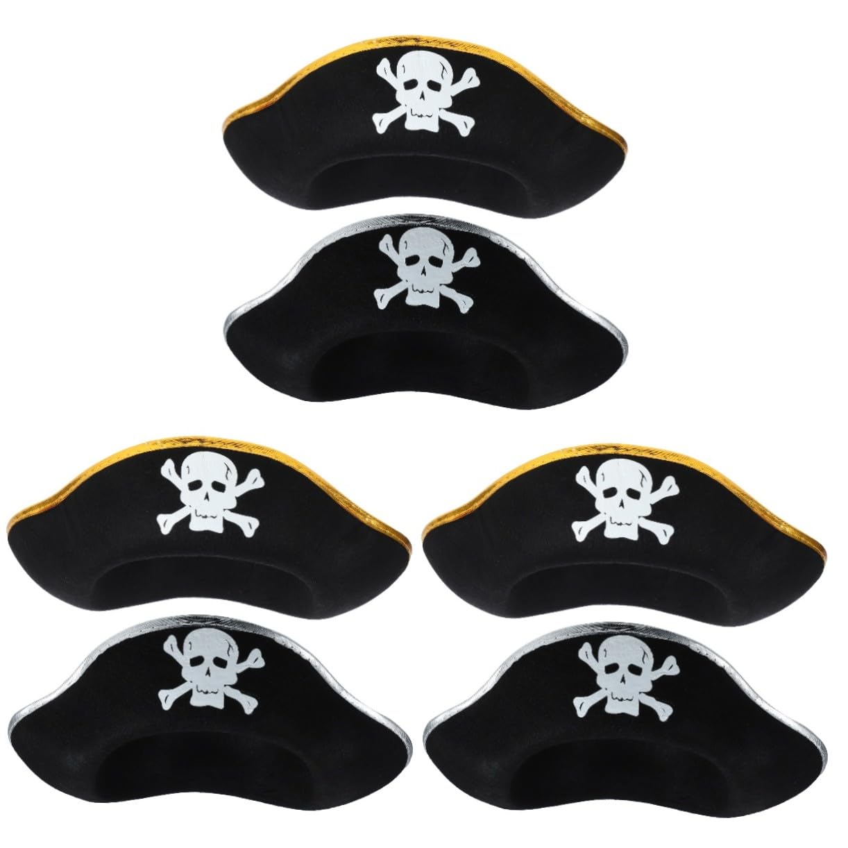 Healeved 6 Pezzi Cappello Pirata Cosplay per Halloween e Carnevale Accessorio Costume con Dorato e Argento Decorazione Festa Tema Pirata per Adulti