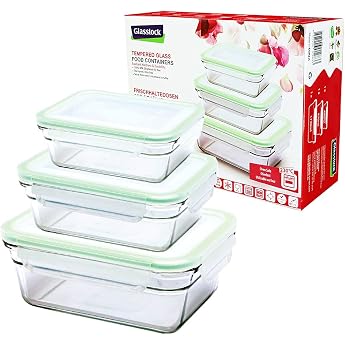 Glasslock GL-529 480ml 970ml 1730ml Rectangular Glass Food Container - Oven Type