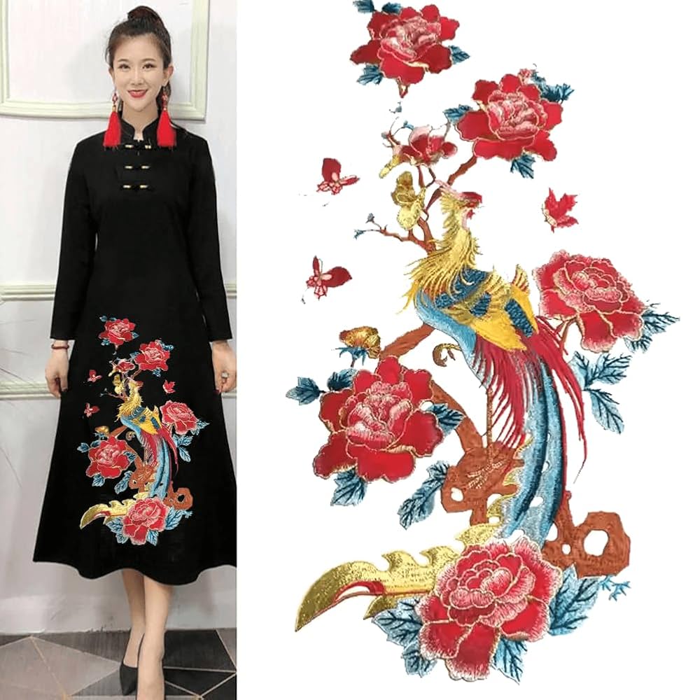 【絶版品】 花売り　刺繍パッチ 絶版品】 花売り 刺繍パッチ Amazon.co.jp: 牡丹花 鳳凰 ブーケ