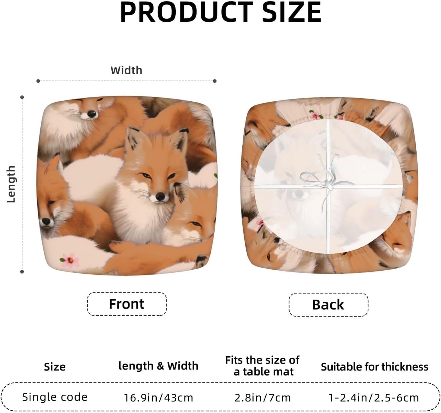 Many Foxes Print Square Cushion Covers 6 Pcs Set Elastic Non-Slip Seat Cushion Slipcovers Pet Furniture Protectors for Chair, Sofa