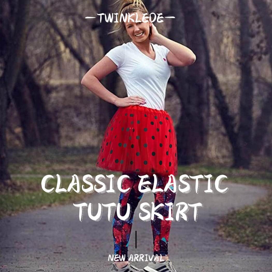TWINKLEDE Women's Polka Dot Tulle Tutu Skirt Layered Ballet Tutu Skirts Halloween Costume Tutu Skirt for Women