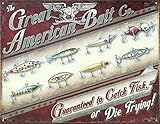 Great American Bait Co. Distressed Retro Vintage Tin Sign 16 x 13in