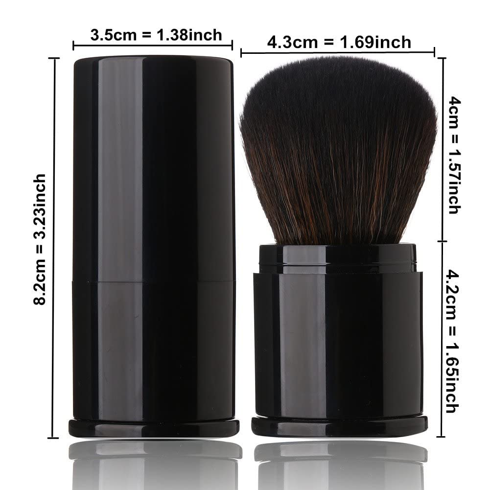 Retractable Kabuki Brushes Foundation Brush Blush Brush Bronzer Brush Face Blender Brush Professional Powder Mineral Blending Buffing Makeup Application Portable with Cover