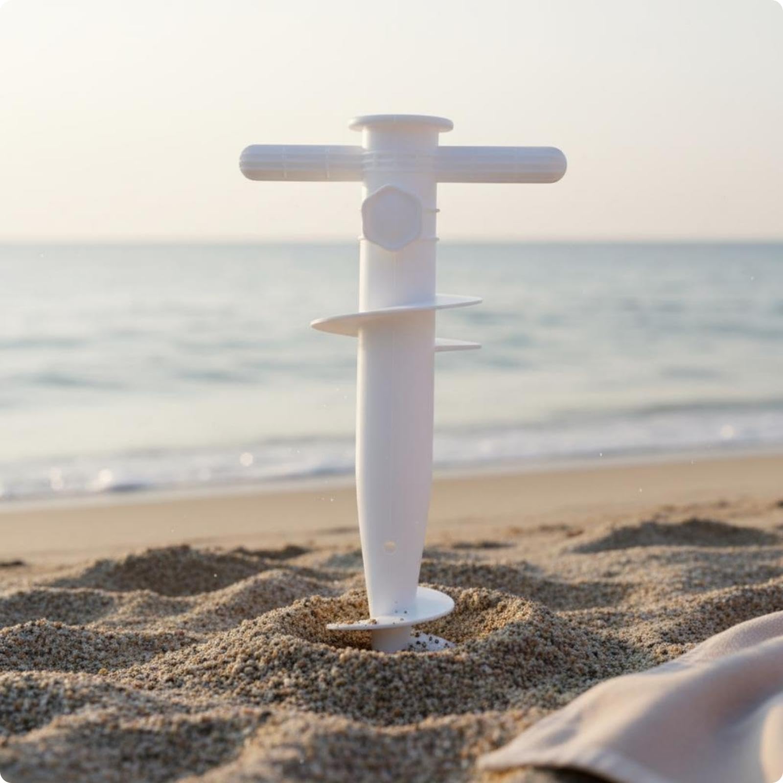 Spiral Umbrella Anchor Easy to Use Beach Umbrella Anchor Portable Parasol Base White-image-47