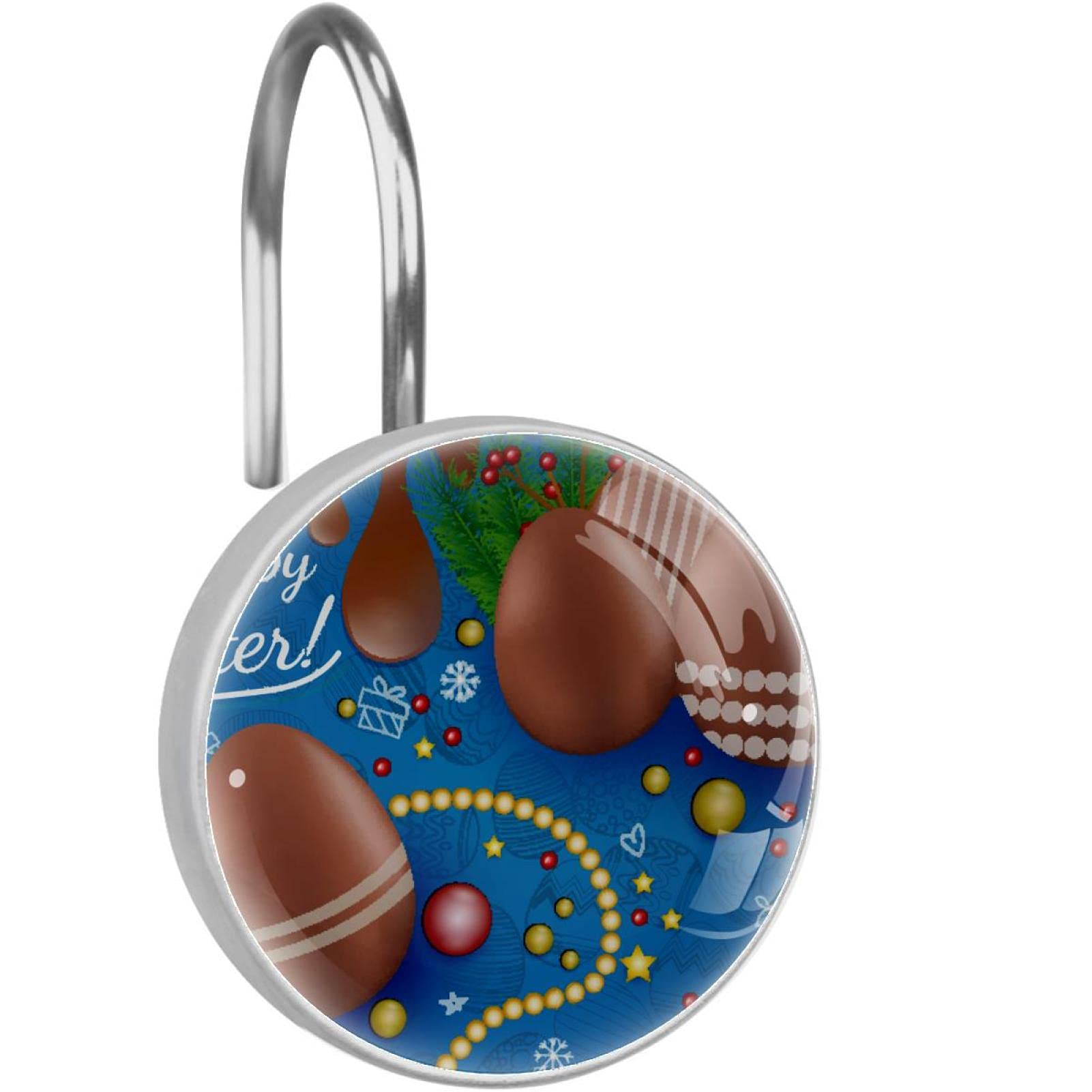 Crochets rideau de douche œuf de pâques chocolat inox anneaux de salle de bain