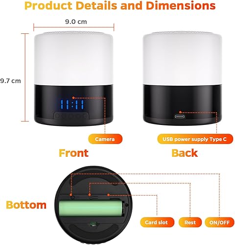 Miniatura 8 de Cámara de seguridad con altavoz Bluetooth, cámara WiFi interior 1080P para el hogar, bebémascota, monitor inalámbrico para bebé con luz nocturna,