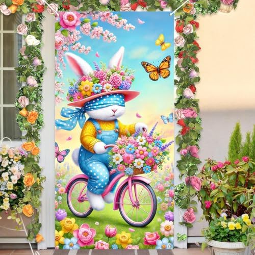Spring Easter Door Cover 71x35 Inch Welcome Spring Door Banner Ea...