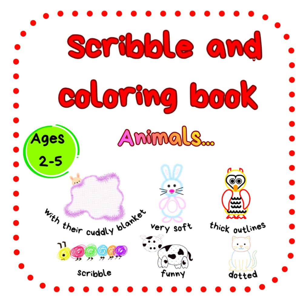 Scribble and coloring book: animals