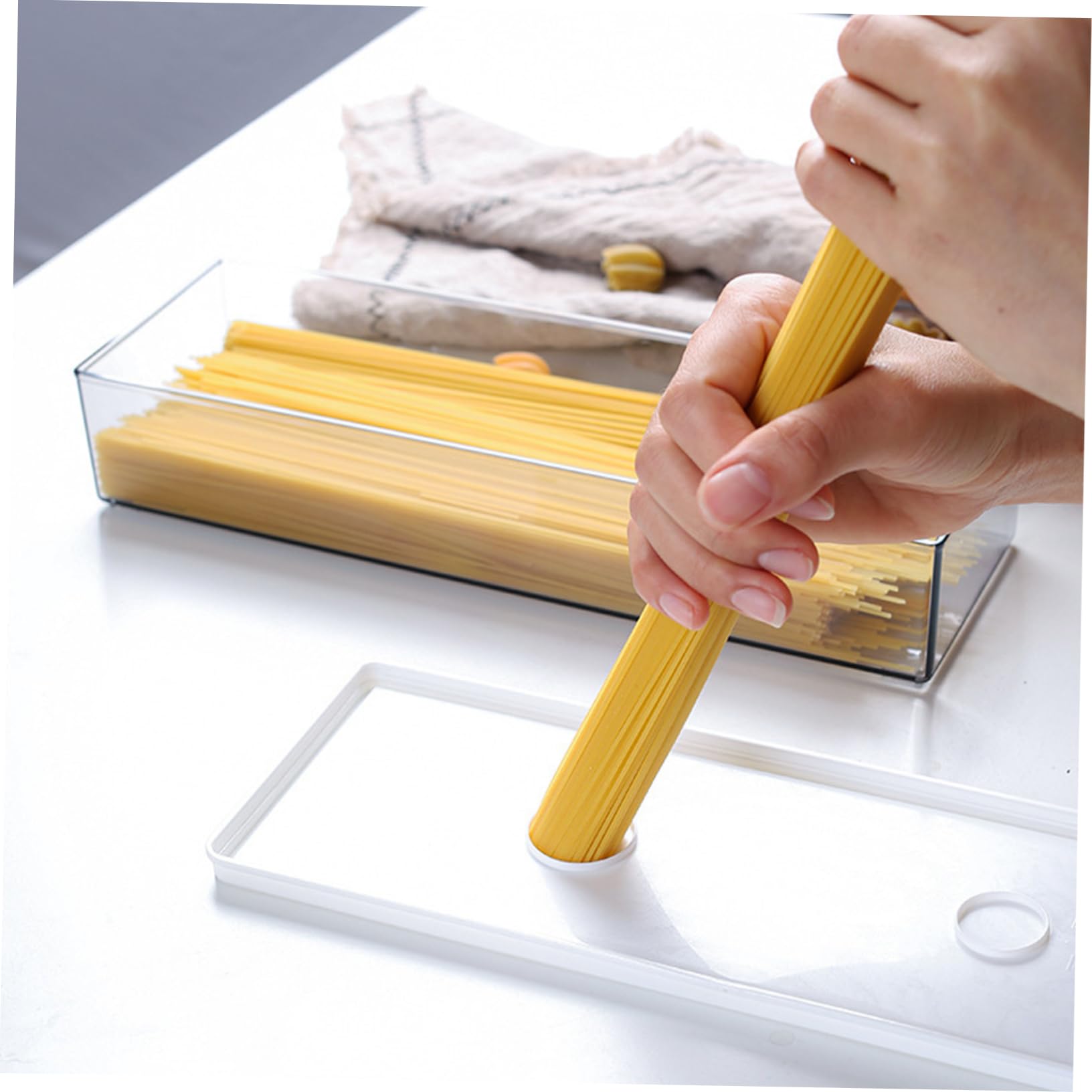 OUNONA Caja de Conservación para Refrigerador de 2 Piezas Diseño Elegante, Material Pe y As, Superficie Lisa para Almacenamiento de Pasta y Frutas en Ambiente Hogareño