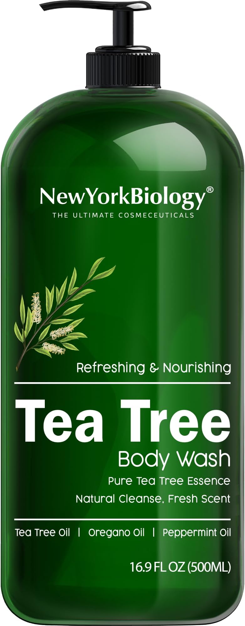 New York Biology Tea Tree Body Wash - Helps Nail Fungus, Athletes Foot, Ringworms, Jock Itch, Acne, Eczema & Body Odor, Soothes Itching & Promotes Healthy Skin and Feet - 500 ml