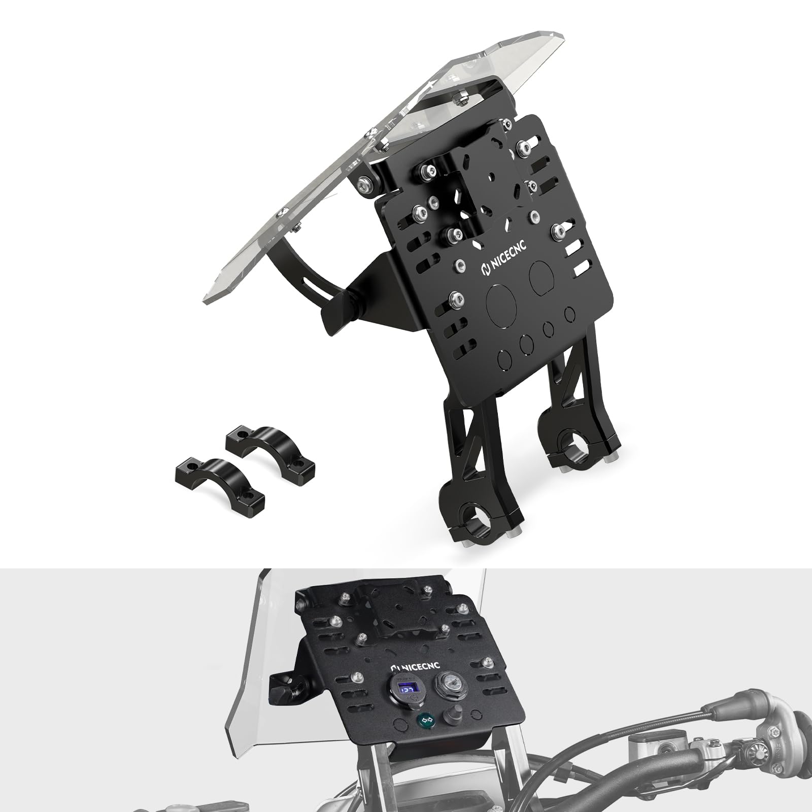 NICECNC Kit de carenado de Soporte GPS Negro Compatible with EXC/EXC-F/SX/SXF/XC125-530 2004-2024 Compatible with TC/FC/TX/FX 125-501 2014-2024, Ver Ajuste