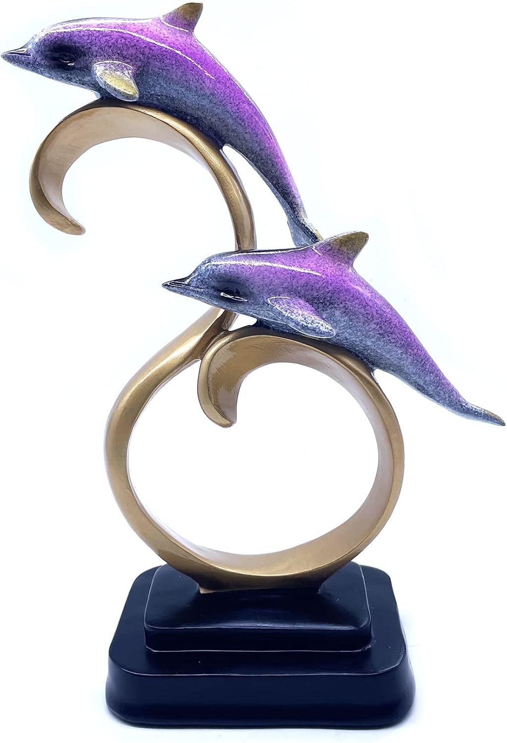 Resin Dolphin Statue Sculpture Frgurine Gift for Home Office Living Room Desktop Display Decorative Decoration (Purple)