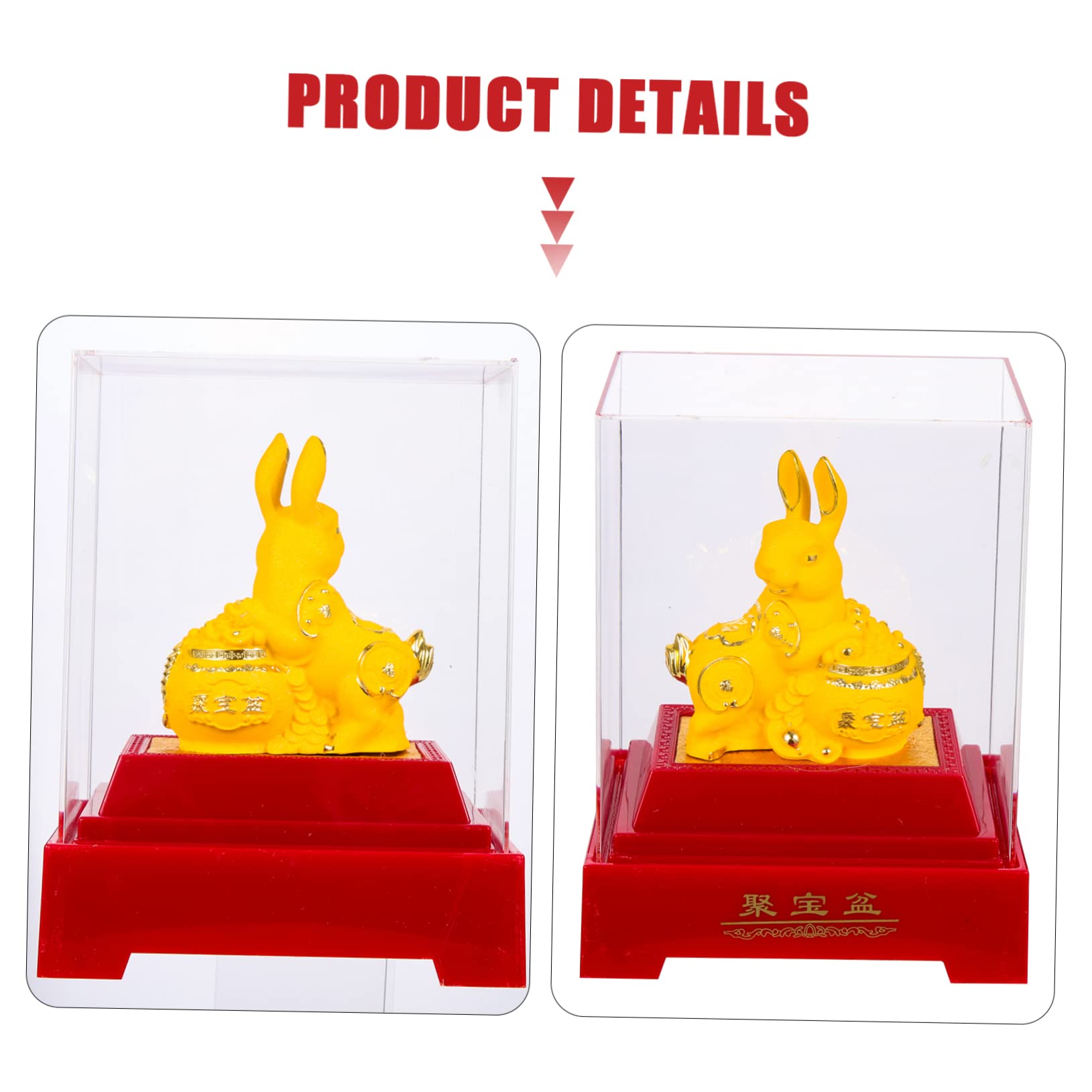 Cabilock 2 Pièces Ornement de Lapin d'or Jouets de Bureau Figurine Lapin doré bureautique Accessoires Home Decor décor Figurine de Lapin pour la Maison Parure de Lapin de Table résine