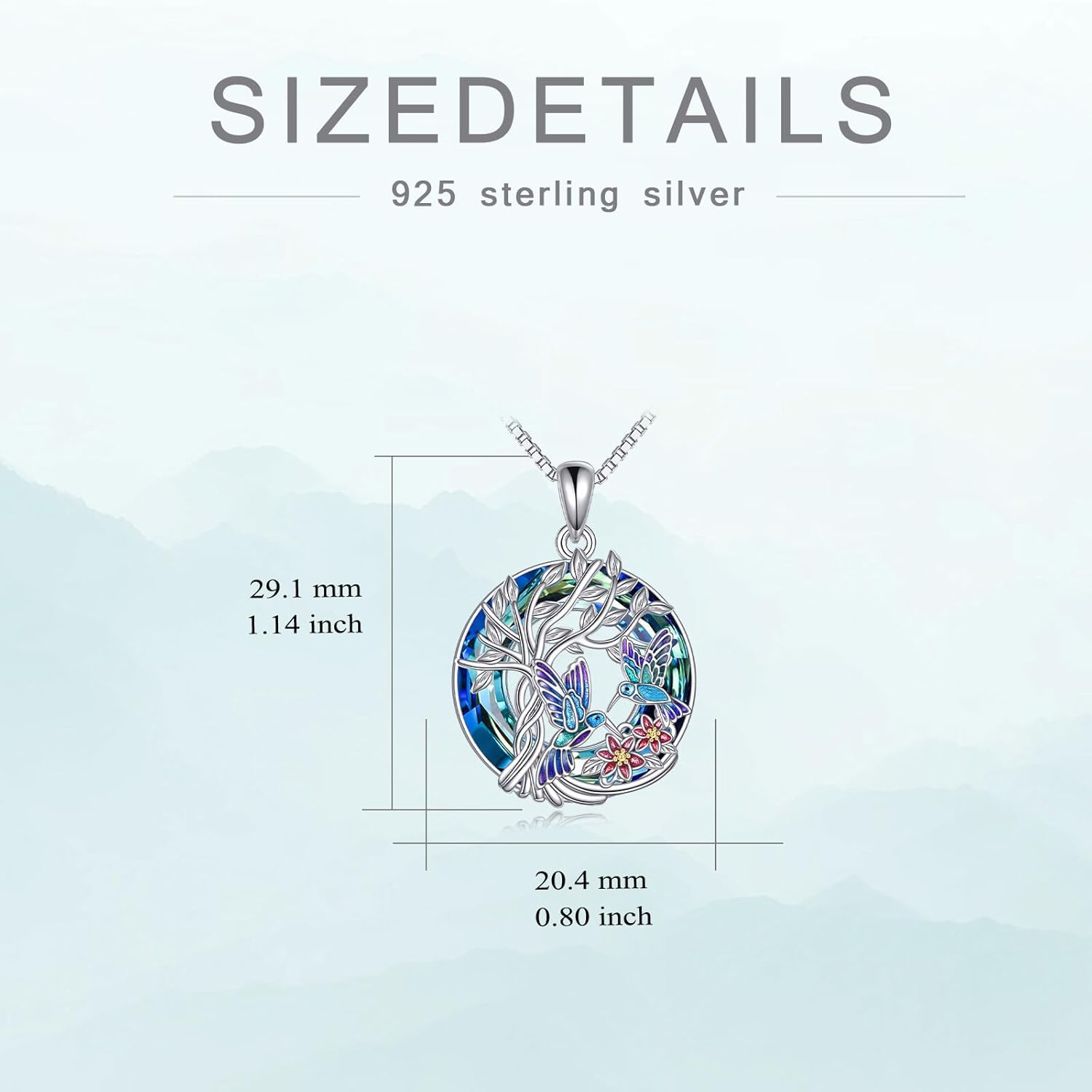 TOUPOP Sterling Silver Tree of Life Hummingbird/Dragonfly/Owl/Panda Necklace Crystal Bird Jewelry Birthday Christmas Valentines Day Gifts for Her Girlfriend Mom - Image 2