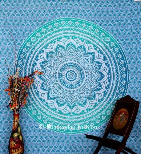 BhagyodayFashions Indischer Mandala-Wandbehang Gobelin Tagesdecke, Überwurf, Baumwolle, 218 x 238 cm Cover