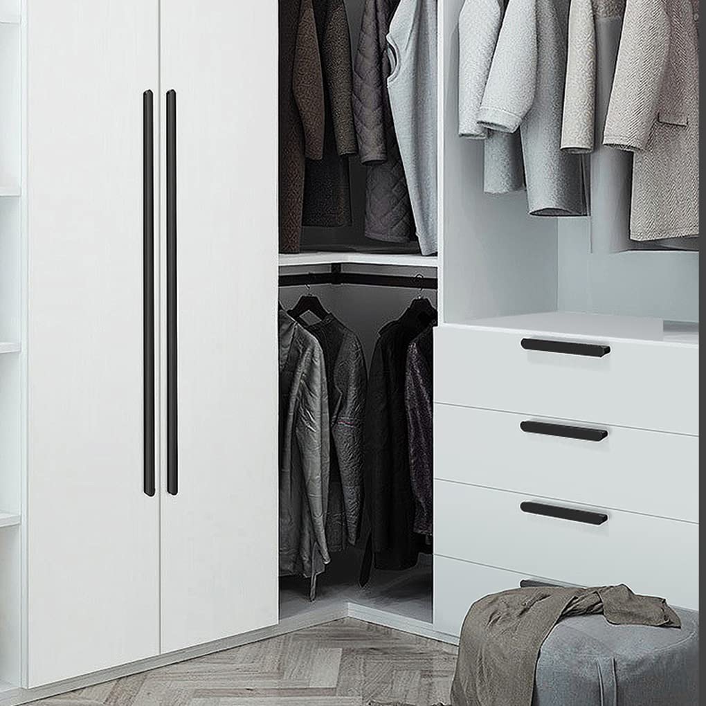 2 uchwyty do drzwi, podwójny łuk, uchwyty meblowe, ze stopu aluminium, gałki do drążków, czarne gałki do szafy, gałki do szuflad, gałki do szafy na ubrania, relingi, komoda, szafka (długość 1200 mm)