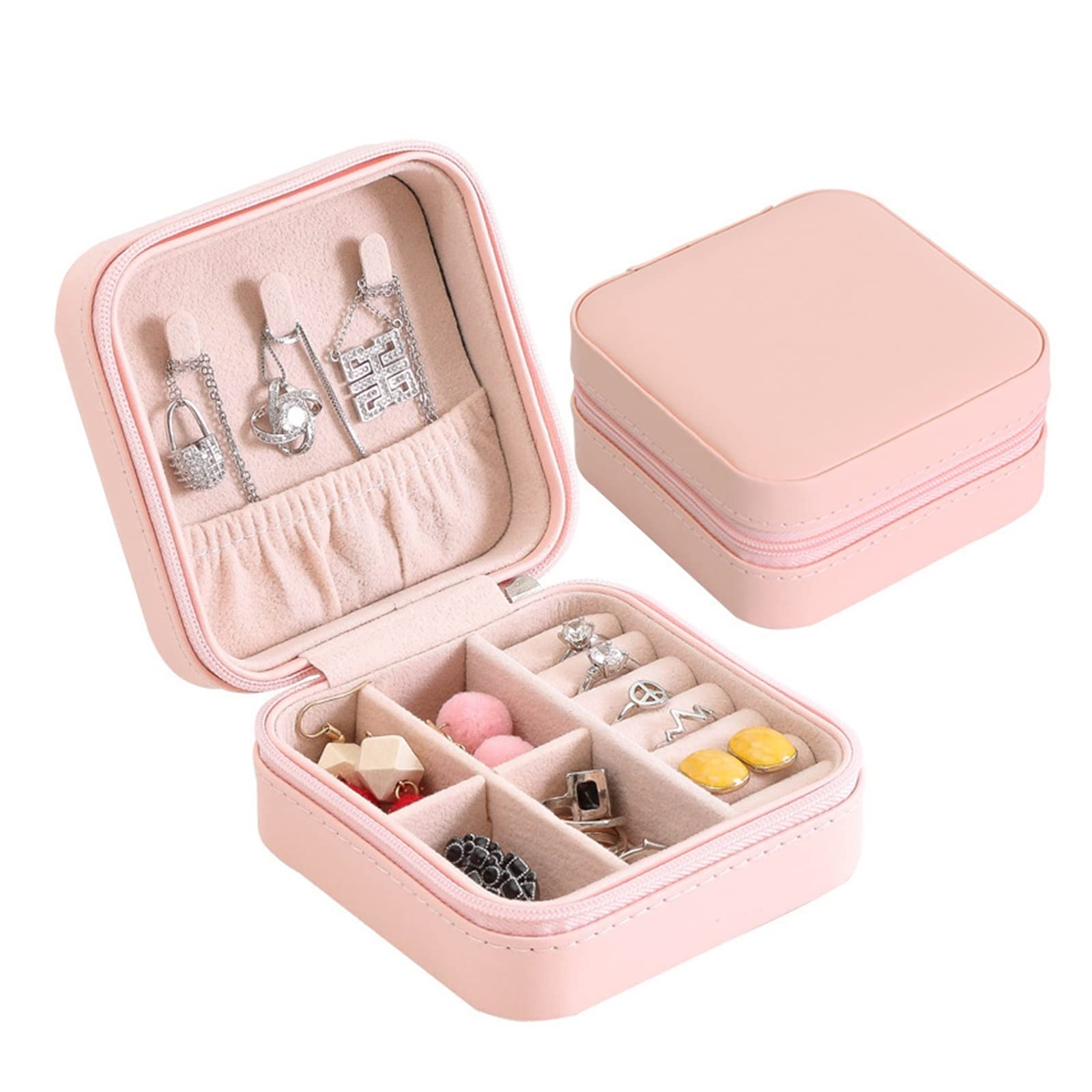 Boîte à bijoux voyage cuir PU petit organisateur rangement bijoux portable pour sac