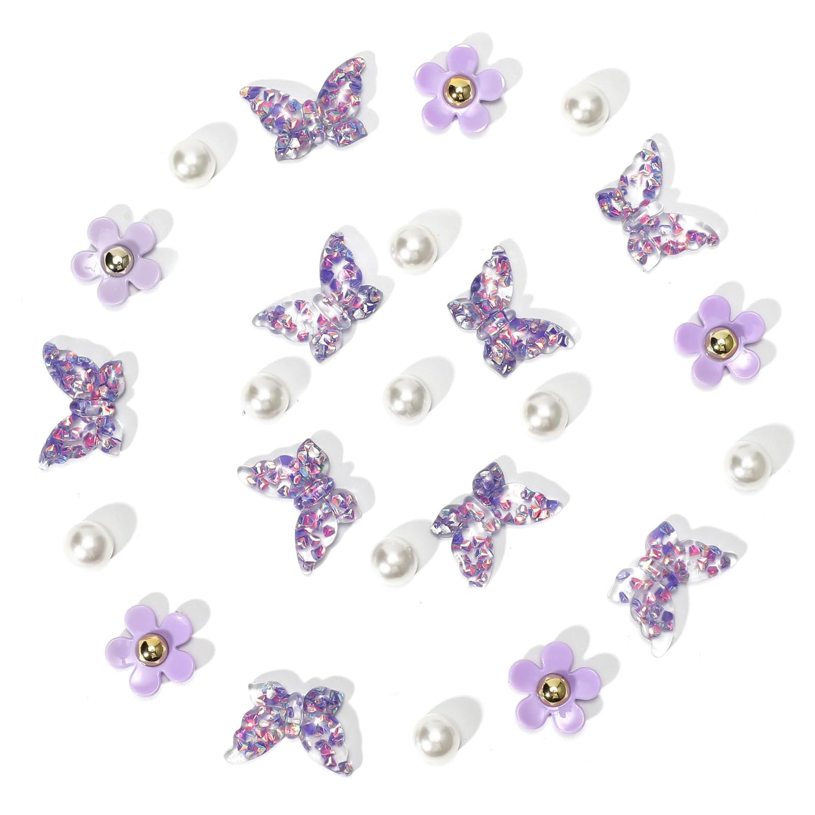 20 Breloques Strass Pour Chaussures - Motifs Fleur, Cœur, Papillon - Déco Amovible Pour Sabots Filles