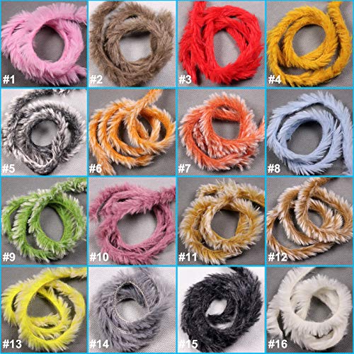 wifreo 16 Packs Faux Rabbit Strips 3mm Zonker Double Bunny Streamer Fly Tying Materials