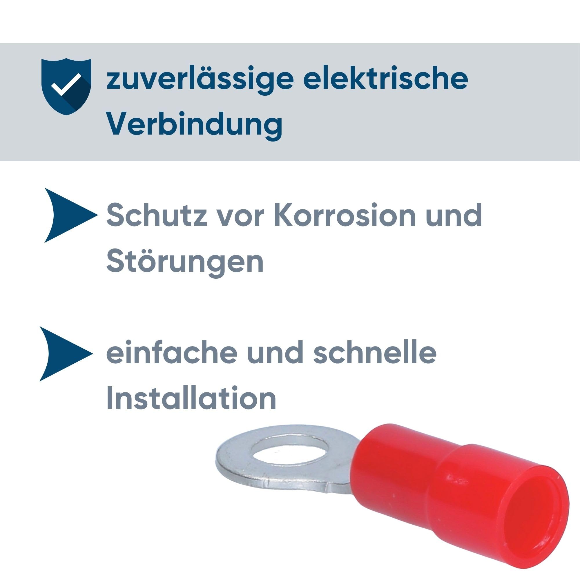 Pack of 10 Kalitec RKSRM4 Ring Cable Lugs 0.5-1 mm² I Partially Insulated M4 Red I Copper I PVC Collar I for Connecting Cables or Strands I Cable Lug I Cable Connector I Protects Electrical - Image 3