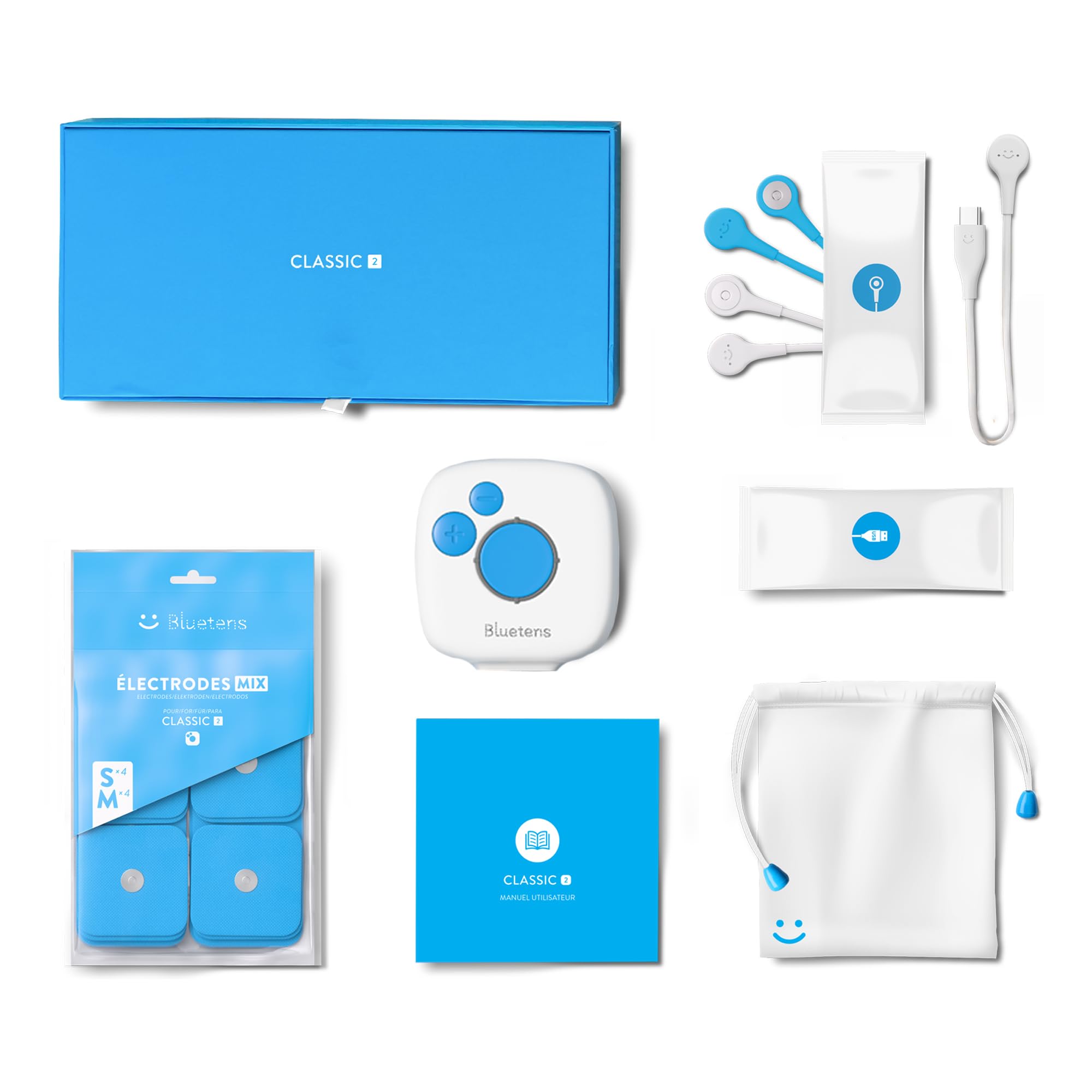 Bluetens Classic 2 Electroestimulador Conectado TENS/EMS Dispositivo de Electroestimulación Muscular y Antidolor para Terapia, Relajación Rehabilitación y Masaje Deportivo mediante Electroestimulación